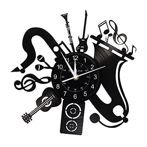 KingLive Music Vinyl Record Wall Clock, Music Room Decoration, Music Theme Wall Clock. (Music B) - color: Music B