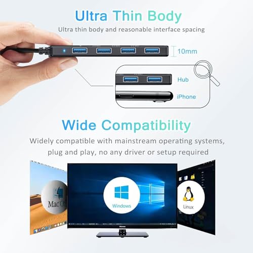 VIENON USB C Hub with 4 USB 3.0 Female Ports, USB C Splitter USB Extender for C Port Laptop, iMac Pro, MacBook, iPad Pro, Dell, Acer, HP, ASUS, Printer, Camera,Keyborad, Mouse etc-2ft - size: 2FT, style: USB-C Hub