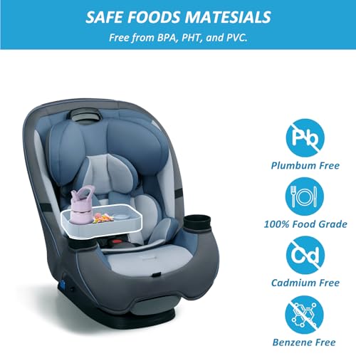 Car Seat Snack Tray for Toddlers, Reduces Mess Square Travel Tray Cup Holder Snack Tray, Durable Car Food Tray for Kids, Universal Fit Kids Travel Road Trip Essentials(Gray) - color: Gray