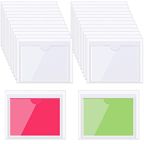 30 Pack Self-Adhesive Index Card Pockets with Top Open for Loading - Ideal Index Card Holder for Organizing and Protecting - Crystal Clear Plastic (5.9 x 4.7 Inches) - size: 5.9 x 4.7 Inches