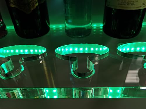 Liquor Bottle Display Shelf with Glass Racks, 2 Pack Bar Shelves for Liquor Bottles 36 in Led Bar Shelf LED Shelves Commercial Illuminated Bar Home Wall Mounted Racks with Remote Control