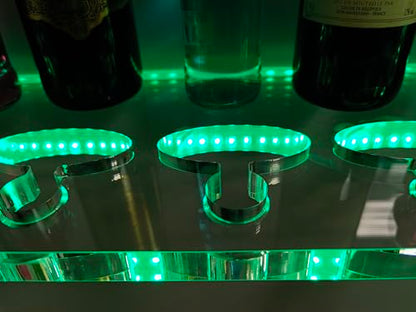Liquor Bottle Display Shelf with Glass Racks, 2 Pack Bar Shelves for Liquor Bottles 36 in Led Bar Shelf LED Shelves Commercial Illuminated Bar Home Wall Mounted Racks with Remote Control