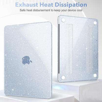 May Chen Compatible with MacBook Neo 13 inch Case 2026 Model A3404, Plastic Hard Shell,Keyboard Cover,Screen Protector,Dust Plug, for MacBook Neo 13" with A18 Pro Chip, Glitter Blue - color: Glitter Blue