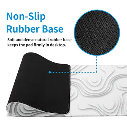 Solid Geometry Large Gaming Mouse Pad White Mouse Pad Gaming Big Desk Pad Desk Mat with Stitched Edge 31.5''x11.8'' Computer Mousepad Waterproof Desk Protector - color: Solid Geometry