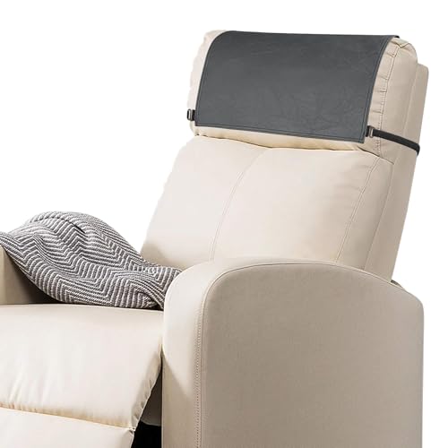 Recliner Headrest Protector-Faux Leather Headrest Covers for Recliners,Recliner Headrest Cover with Elastic Straps,Chair Headrest Cover for Recliners Protector 17 x 27 in(Dark Grey) - color: Dark Grey