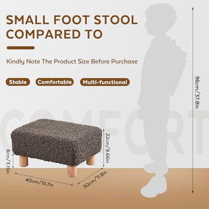 Small Foot Stool Ottoman, Sherpa Footstool Ottoman Foot Rest for Couch, Rectangle Footstools and Ottomans Small for Living Room, Entryway and Bedroom (Brown) - color: Brown (Sherpa)