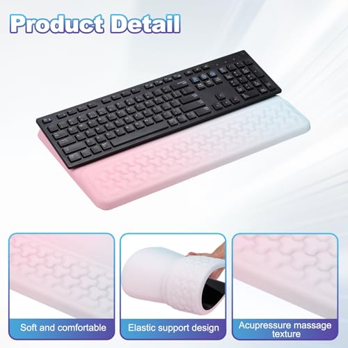 PATIKIL Computer Keyboard Stand with Wrist Rest, Computer Wrist Support Pad, Keyboard Stand Riser Holder Pad for Office Desk Gaming Home, Pink and Green - color: Pink and Green