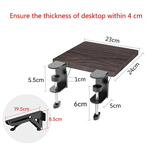 OUGIC Computer Armrest, Adjustable Computer Desk Armrest Stand, Ergonomic Rotating Armrest Bracket for Table, Desk, Chair, Desk, 24 cm x 23 cm - color: Walnut, size: 24cm*23cm