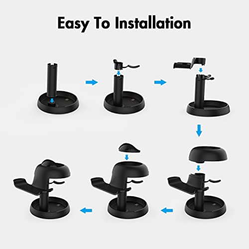 AMVR VR Headset Stand Holder Compatible with Quest 3s/Quest 3/Vision Pro/Quest 2/Pico 4/for PSVR 2 - Universal VR Headset Display Dock, Stable Bracket Storage Round Base, Mount Install Easy - color: Black