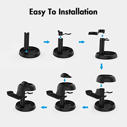 AMVR VR Headset Stand Holder Compatible with Quest 3s/Quest 3/Vision Pro/Quest 2/Pico 4/for PSVR 2 - Universal VR Headset Display Dock, Stable Bracket Storage Round Base, Mount Install Easy - color: Black