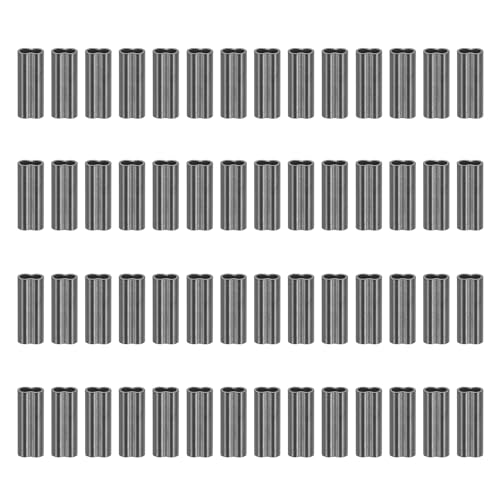 PATIKIL 3/64" 1.2mm Wire Rope Loop Sleeve 100 Pcs Copper Double Ferrule Duplex Crimping Loop Sleeve for Wire Rope Cable Fittings Rigging Fishing Wire,Black - size: 3/64"