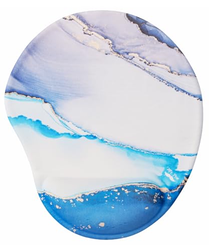 Mr. Pen- Ergonomic Mouse Pad with Wrist Rest, Glacial Blue Marble Design | Breathable Fabric with Memory Foam Cushion, Non-Slip Rubber Base, Gel Mouse Pad with Wrist Support - color: Glacial Blue Marble
