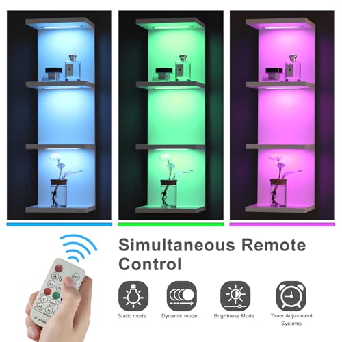 4 Tier RGB Wall Shelf-Gaming Shelf with Remote Control, Lack Shelves with Light for Bedroom | Easy to Install Cosmetic & Display Modern Shelf, White - color: 4r-white