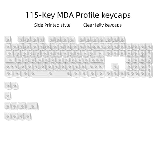 dagaladoo Clear keycaps,Transparent Keyboard keycaps,Jelly Key caps Set,Shine Through keycap，MDA Profile Keyboard caps for Mx Switches Mechanical Keyboard(White,Side Printed) - color: White (Side Printed)