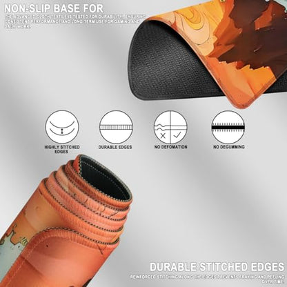 Gaming Mouse Pad, Waterproof Extra Large Mousepad with Stitched Edges, 31.5" x 15.7" Non-Slip Rubber Base Office Big Long Keyboard Pad for Office Gamer Home XXL, (Waves Sunset) - color: Waves Sunset