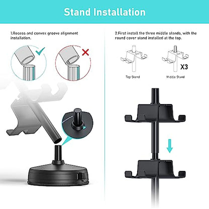 MANMUVIMO Headphone Controller Storage Holder for Desk 4 Tiers with Anti-Slip Stable Suction Cup, Controller Holder, Universal Gaming Desk Accessories for PS5/PS4/Xbox Series/Xbox One - size: 4 Tier Controller Holder Black
