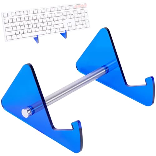 CRASPIRE Keyboard Holder Shelf Keyboard Display Stand Blue Acrylic Iron Portable Removable Mechanical Computer Collection Storage Desktop Tray Rack for Computers Tablet Home Office Study Supplies - color: Blue