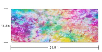 Colorful Tie Dye Pattern Desk Mat, Extended Big Mouse Mat for Home and Office, Large Gaming Mousepad Laptop Keyboard Mat with Non-Slip Rubber Base, Stitched Edges (31.50"x11.8"x0.12") - color: Colorful Tie Dye Pattern