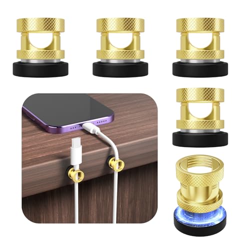 Maveek Magnetic Cord Clips 6 Pack, Wire Organizer Metal Cable Clips Adhesive Cable Management For USB Charging Cords, Desk Office Car Dash Cam Nightstand (Premium Gold Edition) - color: Gold, size: 6Pcs
