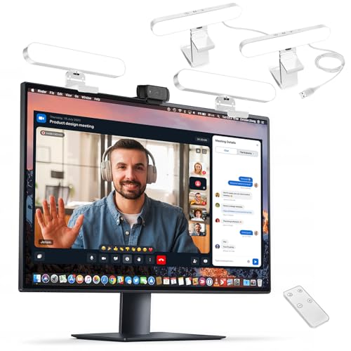 yAyusi Dual-lamp Video Conference Lighting, LED Streaming Light with Remote and Touch Control, Zoom Lighting for Computer,Webcam Laptop Monitor Ring Light for Video Calls/Zoom Meetings (White) - color: White