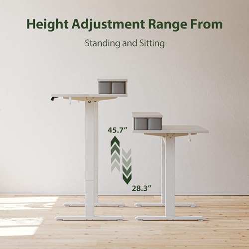 Agilestic 63 x 24 Inches Electric Standing Desk with 2 Storage Drawers, Stand Up Desk Adjustable Height, Sit and Stand Computer Table with Splice Board, White - color: White, size: 63 x 24 Inches with 2 drawers