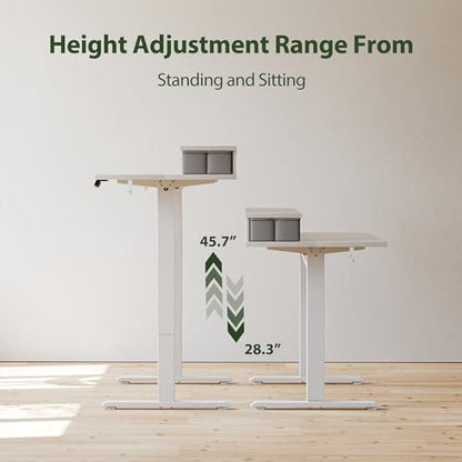 Agilestic 63 x 24 Inches Electric Standing Desk with 2 Storage Drawers, Stand Up Desk Adjustable Height, Sit and Stand Computer Table with Splice Board, White - color: White, size: 63 x 24 Inches with 2 drawers
