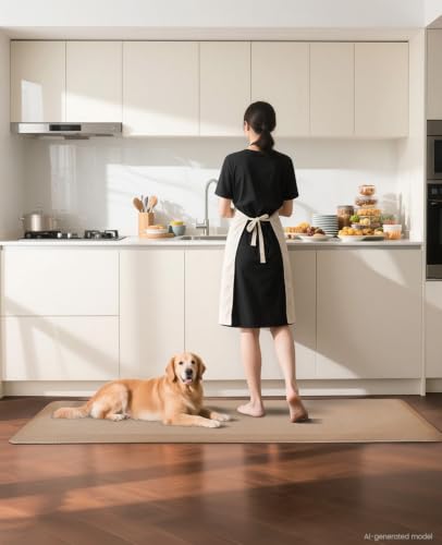 Ophanie Kitchen Mats for Floor, 3/4 Inch Thick, 20 x 60 Anti Fatigue Cushioned Mat with 99+ pairs of Anti-Slip Bottom Ridges,Kitchen Rugs,Waterproof,Comfort Ergonomic Standing Mat for Office,Home,Sink - color: Beige, size: 20"L x 60"W x 0.8"Th