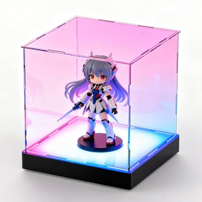 Light Up Acrylic Display Case with RGBW LED Lights, USB Powered with Switch Panel & App Control, Clear Collectible Display Box for Figures, Artworks , Collectables & Trophy, 8x8x8 Inch - size: 8''(L) x 8''(W) x 8''(H)