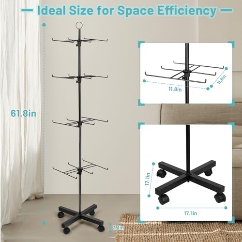 Flenpptly Retail Display Stand Rotating Display Stand 4 Tier Spinning Display Stand for Craft Shows, Jewelry, Keychain, Earring Adjustable Height Retail Display Racks (Black) - color: 4-Tier Black