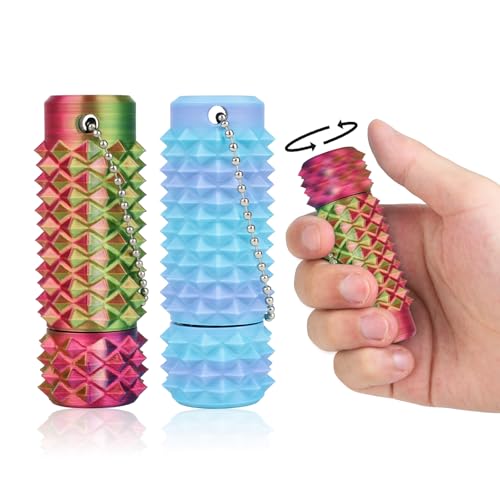 Little Ouchies Pain Stim Fidget Toy, 3D Printed Pocket Spiky Keychain with Clicker Button Spinner Sensory Toys for Anxiety Focus & Stress Reduction Novelty Gifts(X2) - color: X2