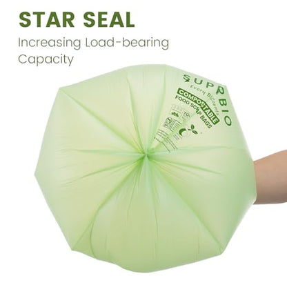 SUPERBIO 2.6 Gallon Compostable Bags with Handles, 100 Count,1 Pack, Food Scrap Bags Certified by BPI and OK compost INDUSTRIAL, 9.84L - color: 2.6 Gallon with Handles, 100 Count