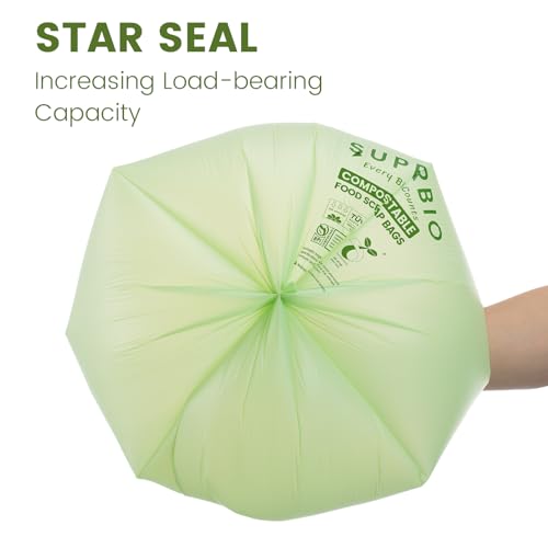 SUPERBIO 13 Gallon Flat Top Compostable Food Waste Bags, 50 Count, 2 Pack, 49.2L, 0.87 Mil, ASTM D6400 BPI and OK compost INDUSTRIAL - color: 13 Gallon Flat Top, 100 Count (2 Pack)