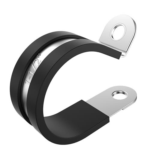 12PCS 1-1/2" Cable Clamps, Updated Riveted Reinforce | Riveted Reinforce, Rubber Cushioned Insulated, Loop Pipe Clamps, Automotive, Marine & Plumbing - size: cable clamp-1-1/2"(38mm) 12pcs