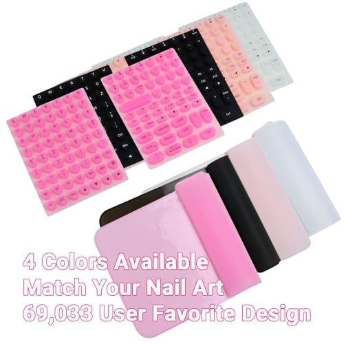 Long Nail Keyboard Stickers & Cover for Long Nails - 119 Keys Set, Fits 15-17 Inch Laptops, Portable Plastic Storage Case, Ideal Gift (HotPink) - color: HotPink