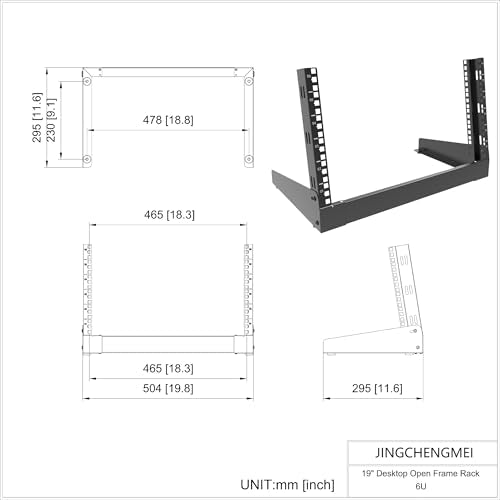 6U Desktop Network Rack 19 inches Small Open Frame Rack 2 Post Free-Standing Tabletop Rack for Patch Panel, Data, AV, IT,Studio or Computer Equipment (6U) - size: 6U