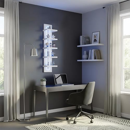 Exclusive U-Shaped 5-Tier Compact Narrow Wall Shelf Unit with RGB Lighting, Modern Vertical Shelf for Vanity, Ideal for Anime Figures, Perfumes, Cosmetics, Collectibles,White - color: 4ur-white