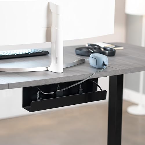 VIVO Under Desk 17 inch Cable Management Tray, Power Strip Holder, Cord Organizer, Wire Tamer for Office and Home, Black, DESK-AC06-1C | Low Profile Power Strip Holder, Cord Organizer, Wire Tamer Steel Cable Rack for Office and Home, Holds 11 lbs - color: