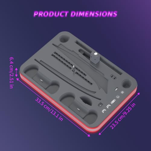 Charger Dock Compatible with PS Portal and Controller, PS5 Pro Stand and Cooling Station with RGB LED Charging Dock, PS5 Edge Controller and Headset and Remote Holders - Grey - color: Gray
