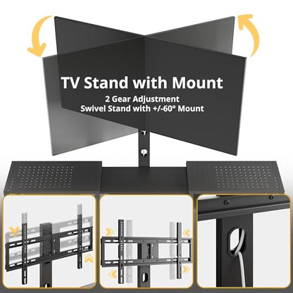 IRONCK 79 Inch TV Stand for TVs up to 85 Inch with Mount and Power Outlet, 3 Tiers TV Console with Storage Shelves, Entertainment Center, Steel Frame, for Living Room, Bedroom, Black - color: Black