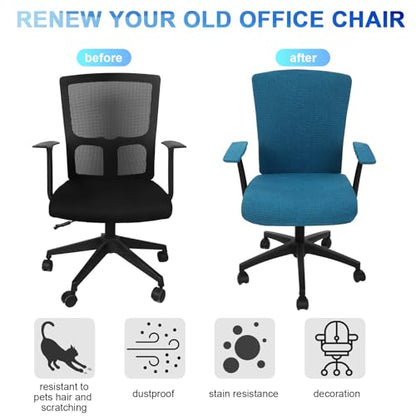 Tallew 4 Pcs Office Chair Covers Set Computer Universal Protective Stretchable Chair Seat Covers Desk Armrest Slipcovers Pads Office Cushion Backrest for Rotating (XL,Emerald Green) - color: Emerald Green
