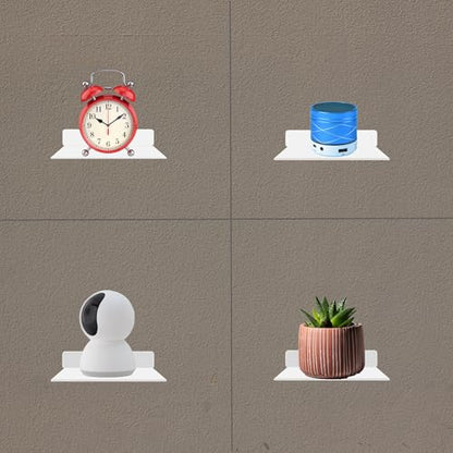 Small Floating Shelf –3mm Thick, 6.5 inch, Wall Shelf, Metal Floating Shelves for Echo, Cameras, Small Speaker, Wall Shelves for Bathroom, Living Room, Bedroom (White 1pcs) - color: White 1pcs