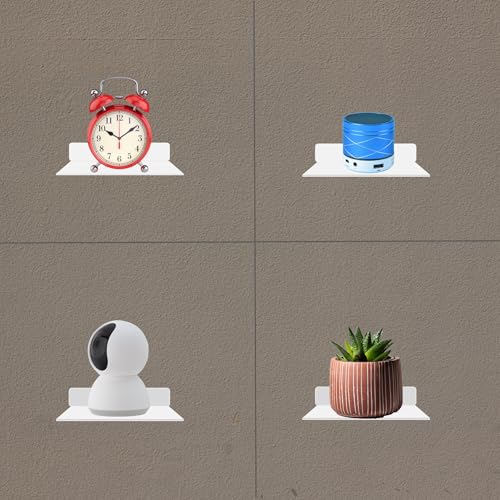 Small Floating Shelf –3mm Thick, 6.5 inch, Wall Shelf, Metal Floating Shelves for Echo, Cameras, Small Speaker, Wall Shelves for Bathroom, Living Room, Bedroom (White 2pcs) - color: White 2pcs