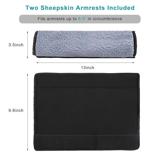 AHIER Wheelchair Armrest Pads, 2PCS Sheepskin Fleece Wheelchair Armrest Covers, Non Slip Arm Rest Cover Cushion pad for Wheelchairs (Blue) - color: Blue