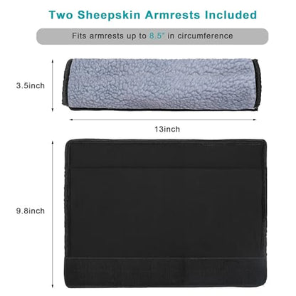 AHIER Wheelchair Armrest Pads, 2PCS Sheepskin Fleece Wheelchair Armrest Covers, Non Slip Arm Rest Cover Cushion pad for Wheelchairs (Blue) - color: Blue