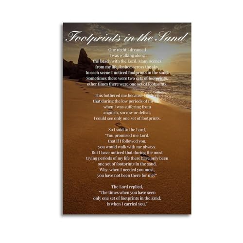 Footprints on The Beach Inspirational Poems Inspirational Quotes Poster Art Print Canvas Wall Art Kitchen Living Room Classroom Bedroom Office Home Aesthetic Decoration 08x12inch(20x30cm) Unframe-styl - color: Unframe-style-5, size: 08x12inch(20x30cm)