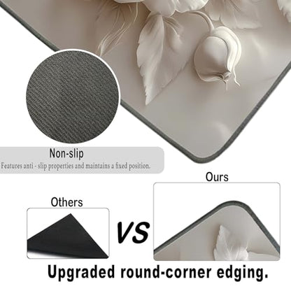 Nuxovilar White Rose Dryer Cover for the Top, Non-slip Washer & Dryer Protector, 23.62"x19.68" Dust-proof Washing Machine Mat, Diatom Mud Polyester Dryer Top Pad for Laundry Room - color: YLU00525