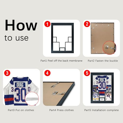 2 Pack Aluminum Jersey Display Frame Case Large Shadow Box Jersey Frame with Photo Slots 98% UV Protection Clear Acrylic for Football, Hockey, Basketball, Baseball Shirt Ideal Gift for Sports Fans - color: 2 Pack Jersey Frame