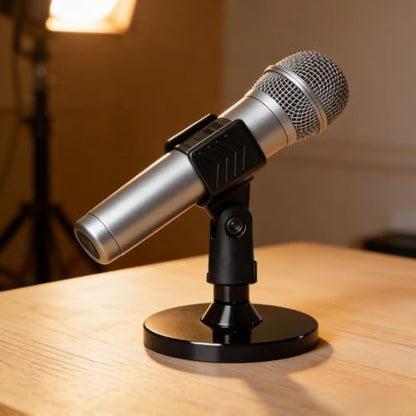 Microphone Holder,Lectern Mic Stand, Podium Mic Mount,Flexible Gooseneck 6 Inch With Universal Clip, Black, 100mm Heavy Mic Plate