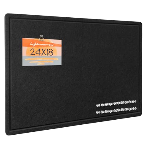Lightomorrow Bulletin Board, 24 x 18 inches Decorative Felt Pin Board, Vision Board Cork Board Alternative for Wall, Foldable Photo Board Self-Adhesive Vision Board Mood Board with 20 Pushpins - Black - color: Black, size: 17.7" x 23.6"