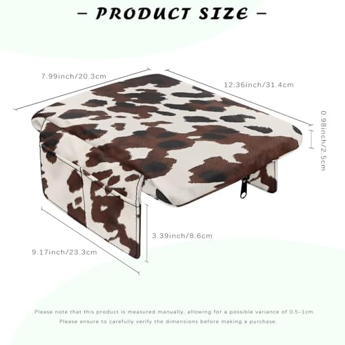 Wanyint Black Brown Cow Print Car Center Console Armrest Cover Anti-Slip Armrest Storage Box Mat Anti-Scratch Middle Console Pad Protective Cover Universal Fit Most Vehicle, SUV, Truck - color: Black Brown Cow Print